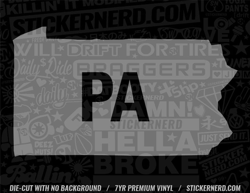 Pennsylvania PA Sticker - State Outline Stickers - Car Window Decals ...