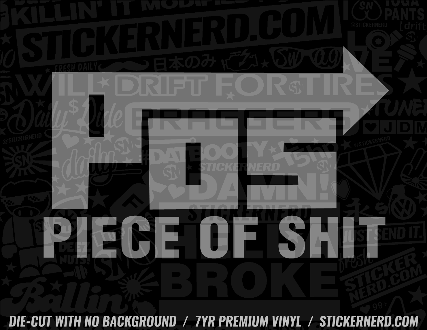 POS Piece Of Shit Sticker - Decal - STICKERNERD.COM