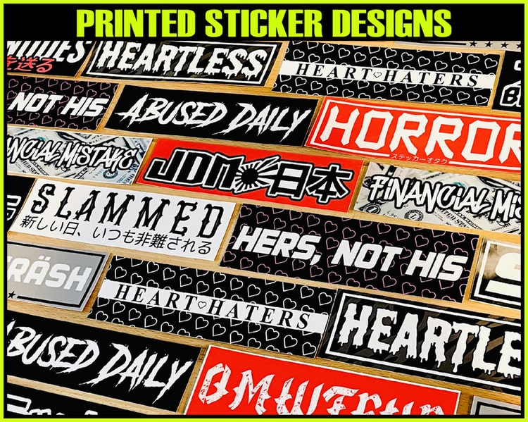 SLAP STICKERS,  BOX STICKERS, DECALS