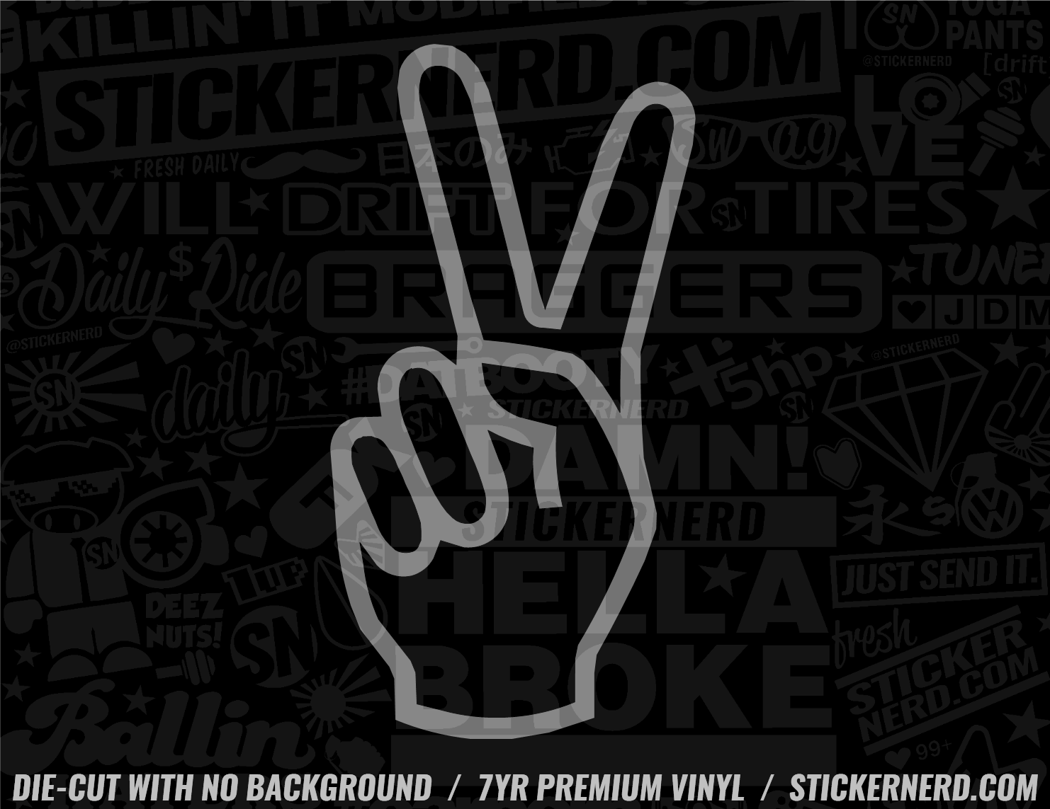 Peace Hand Sticker - Vinyl Car Decal - Waterproof | StickerNerd.com