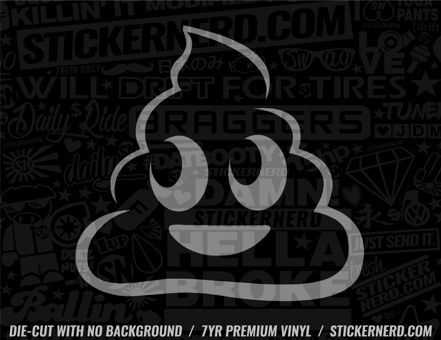 Poop Emoji Sticker - Decal - STICKERNERD.COM