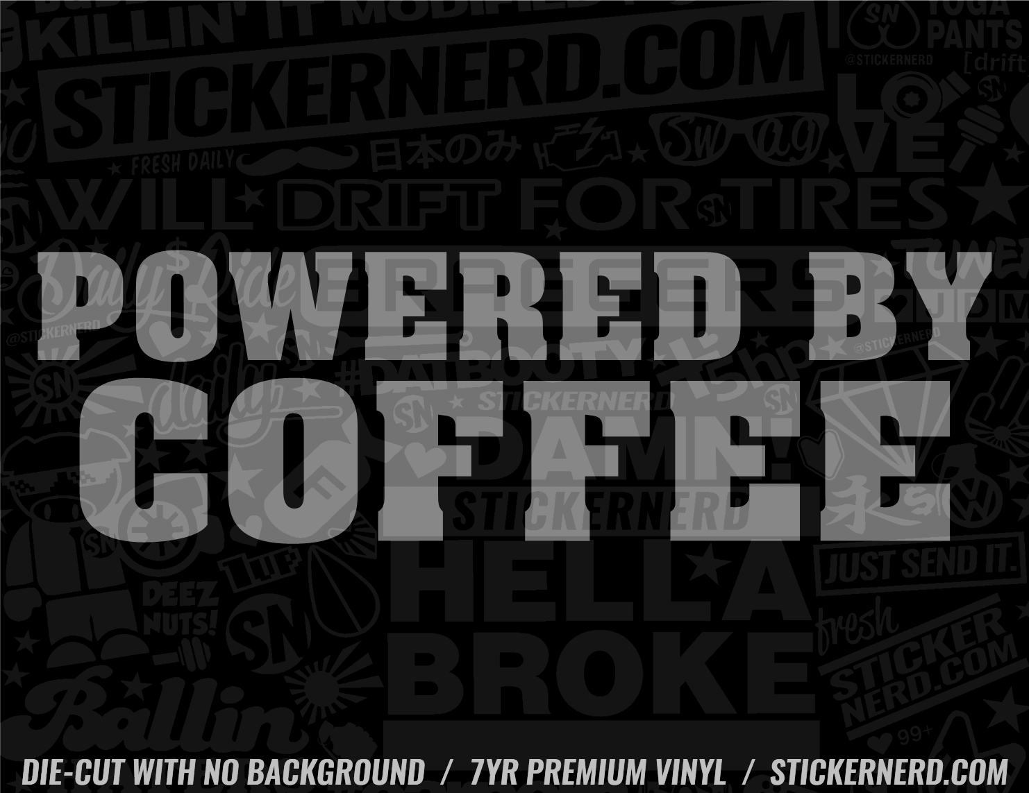 Powered By Coffee Sticker - Decal - STICKERNERD.COM