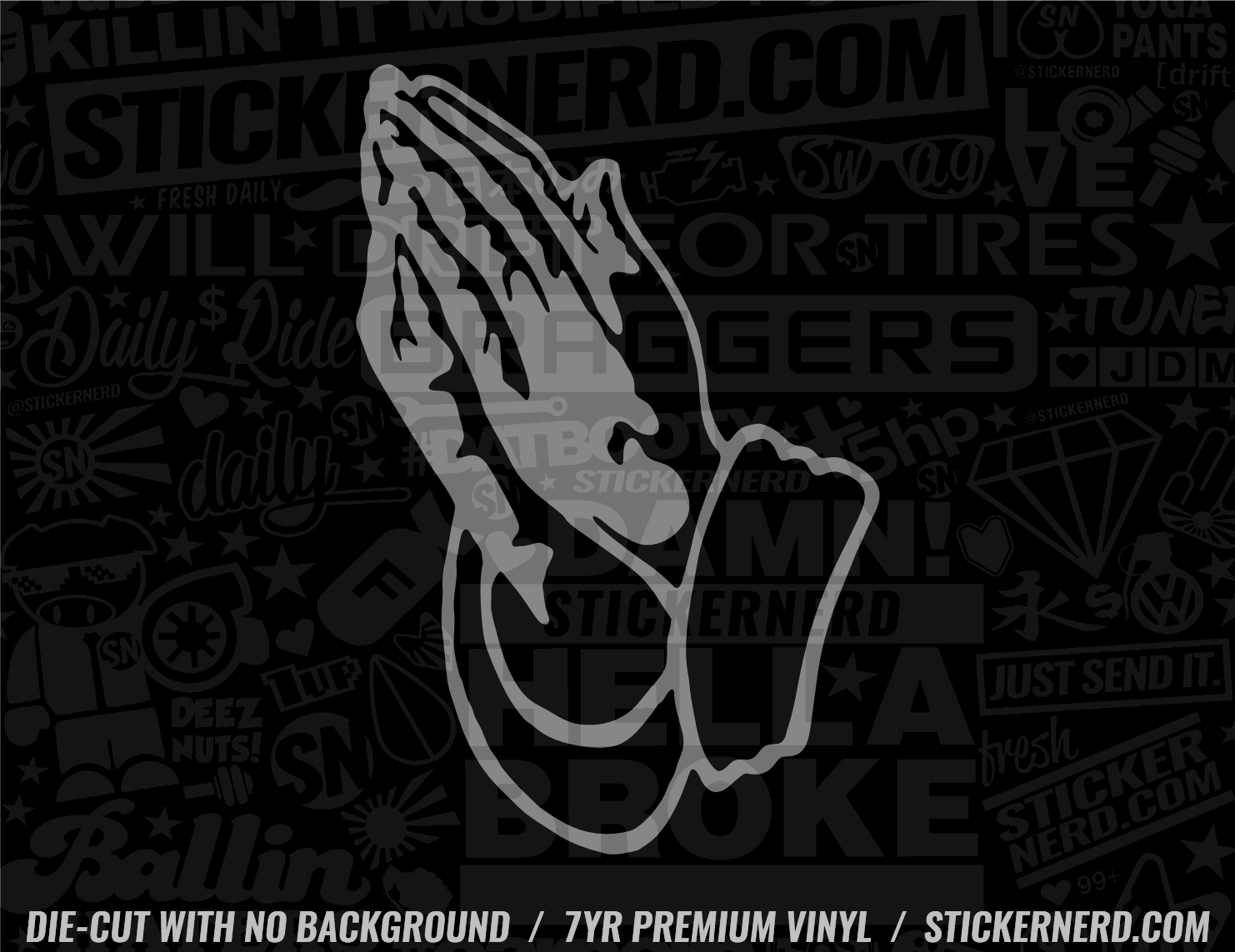 Praying Hands Sticker - Window Decal - STICKERNERD.COM