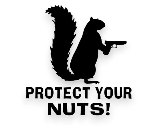 Protect Your Nuts Squirrel Sticker - Decal - STICKERNERD.COM