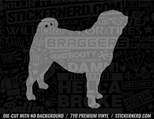 Pug Dog Sticker - Window Decal - STICKERNERD.COM