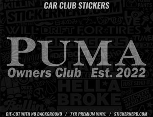 Puma Owners Club Sticker - Decal - STICKERNERD.COM