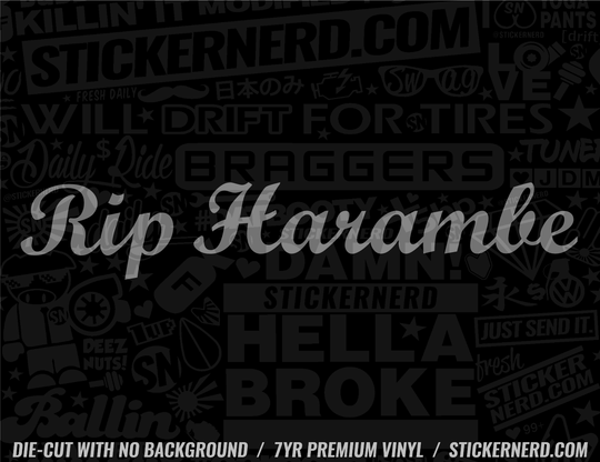 Rip Harambe Sticker - Decal - STICKERNERD.COM