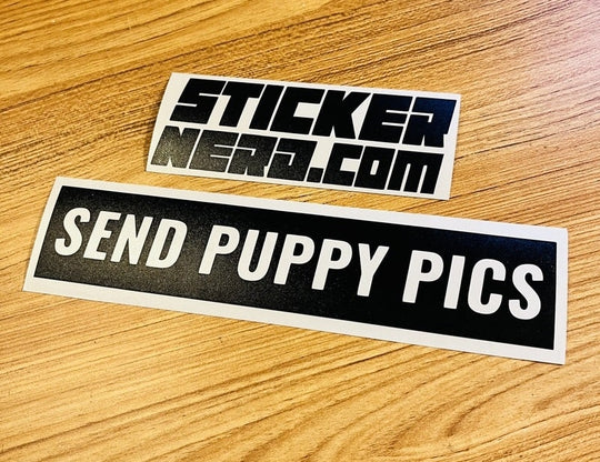 Send Puppy Pics Sticker - Decal - STICKERNERD.COM
