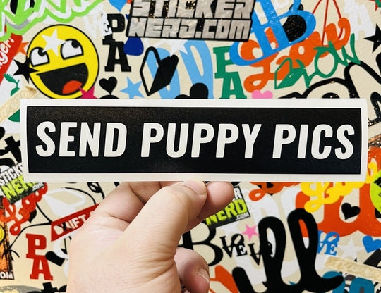 Send Puppy Pics Sticker - STICKERNERD.COM