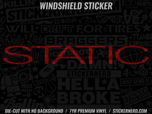 Static Windshield Sticker - Window Decal - STICKERNERD.COM