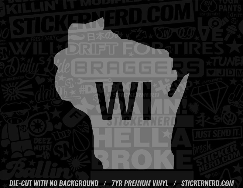 Wisconsin WI Sticker - State Outline Stickers - Car Window Decals ...
