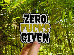Zero Fucks Given Printed Sticker - StickerNerd.com