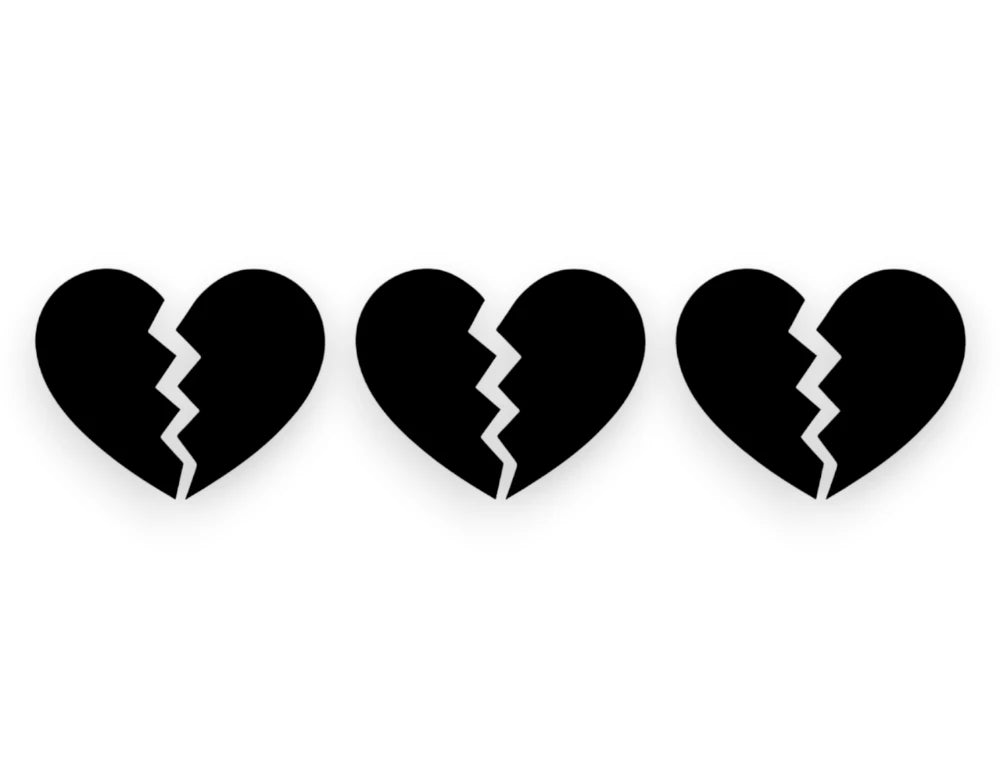 Broken Heart Stickers - 3 Pack