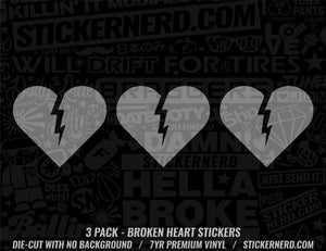 Broken Heart Stickers - 3 Pack