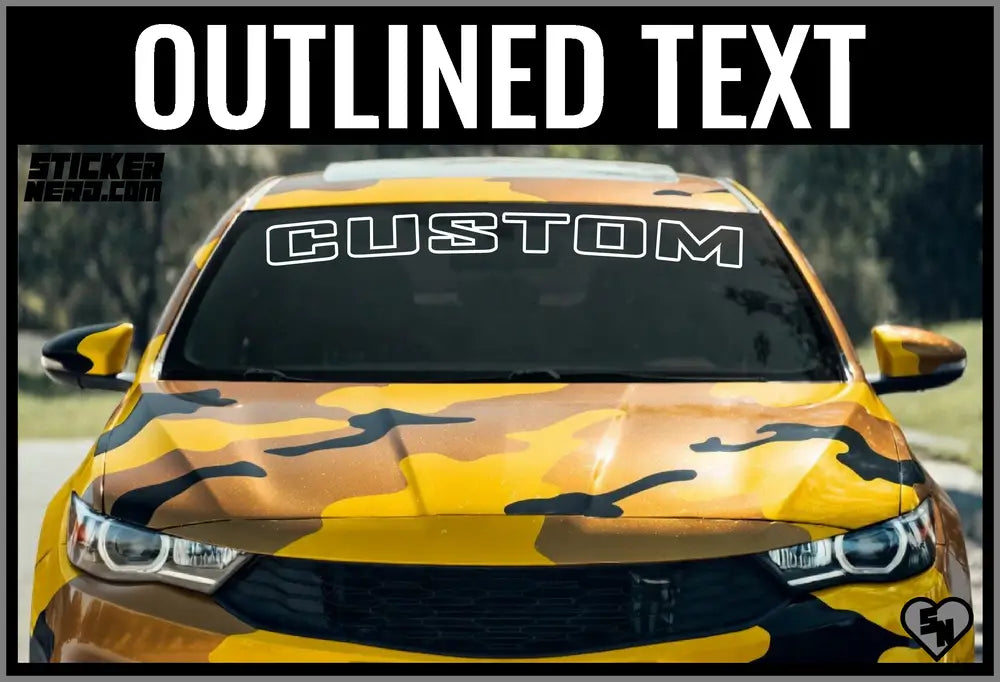 Custom Windshield Stickers - Outline Text - Custom Windshield Banners - StickerNerd