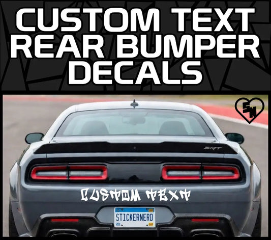 Custom Text Rear Bumper Decals - Vinyl Stickers