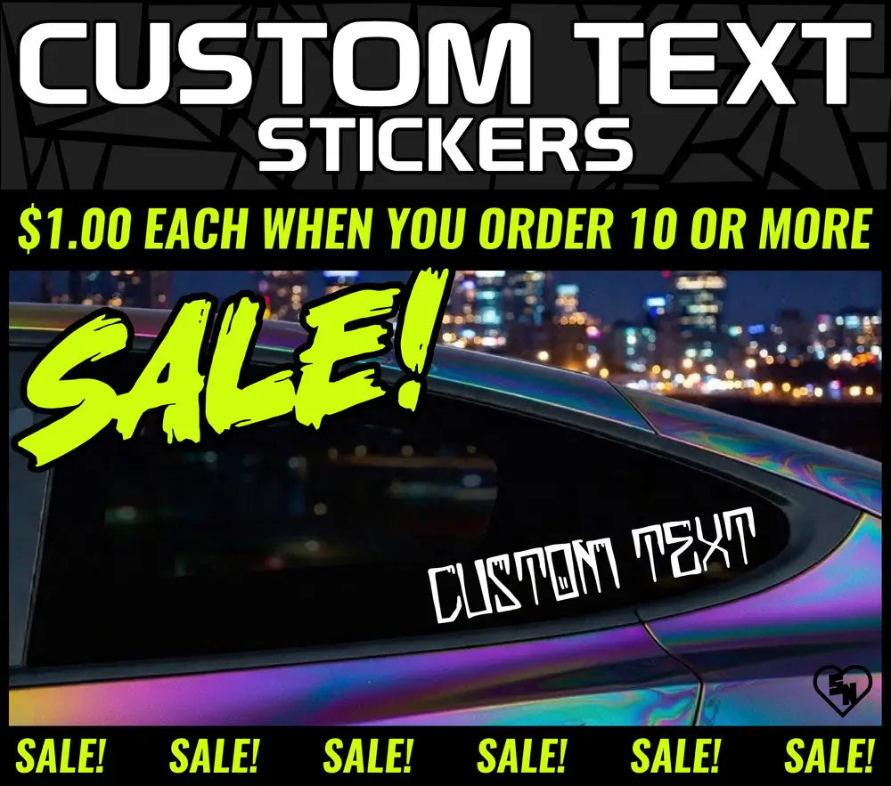 8" Custom Text Stickers - $1 EACH SALE - Window Decals - StickerNerd.com