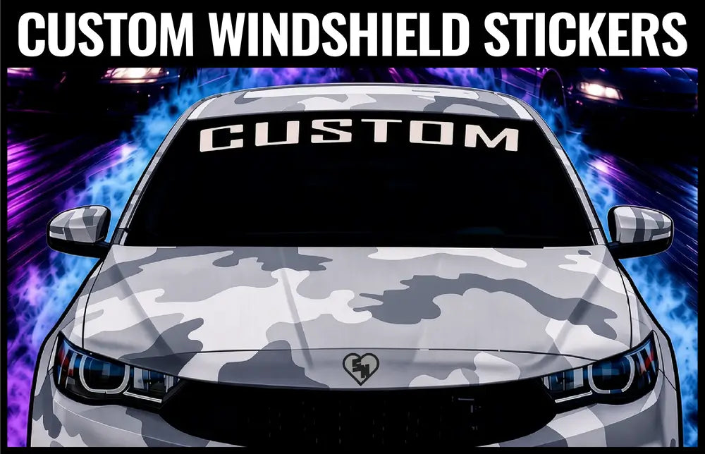 CUSTOM WINDSHIELD BANNERS, CUSTOM STICKERS, WINDOW DECALS, CAR STICKER - STICKERNERD