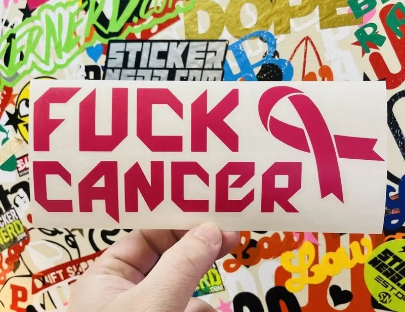 F Cancer Ribbon Decal - Vinyl Sticker 