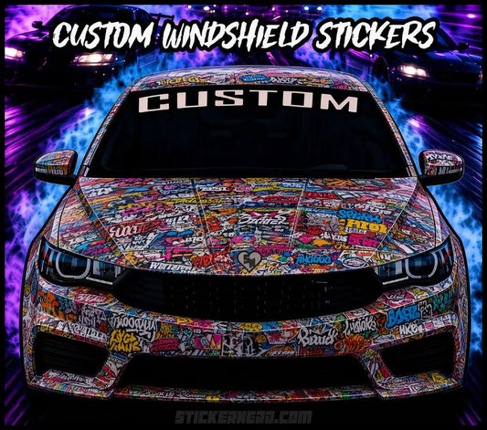 Large Custom Banners  Custom Windshield Stickers and Decals