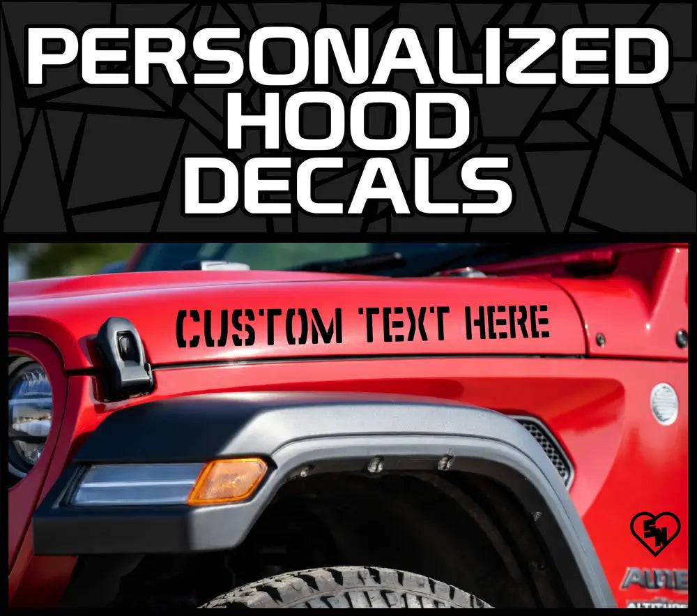 Personalized Hood Decals - Jeep Vinyl Stickers And Lettering