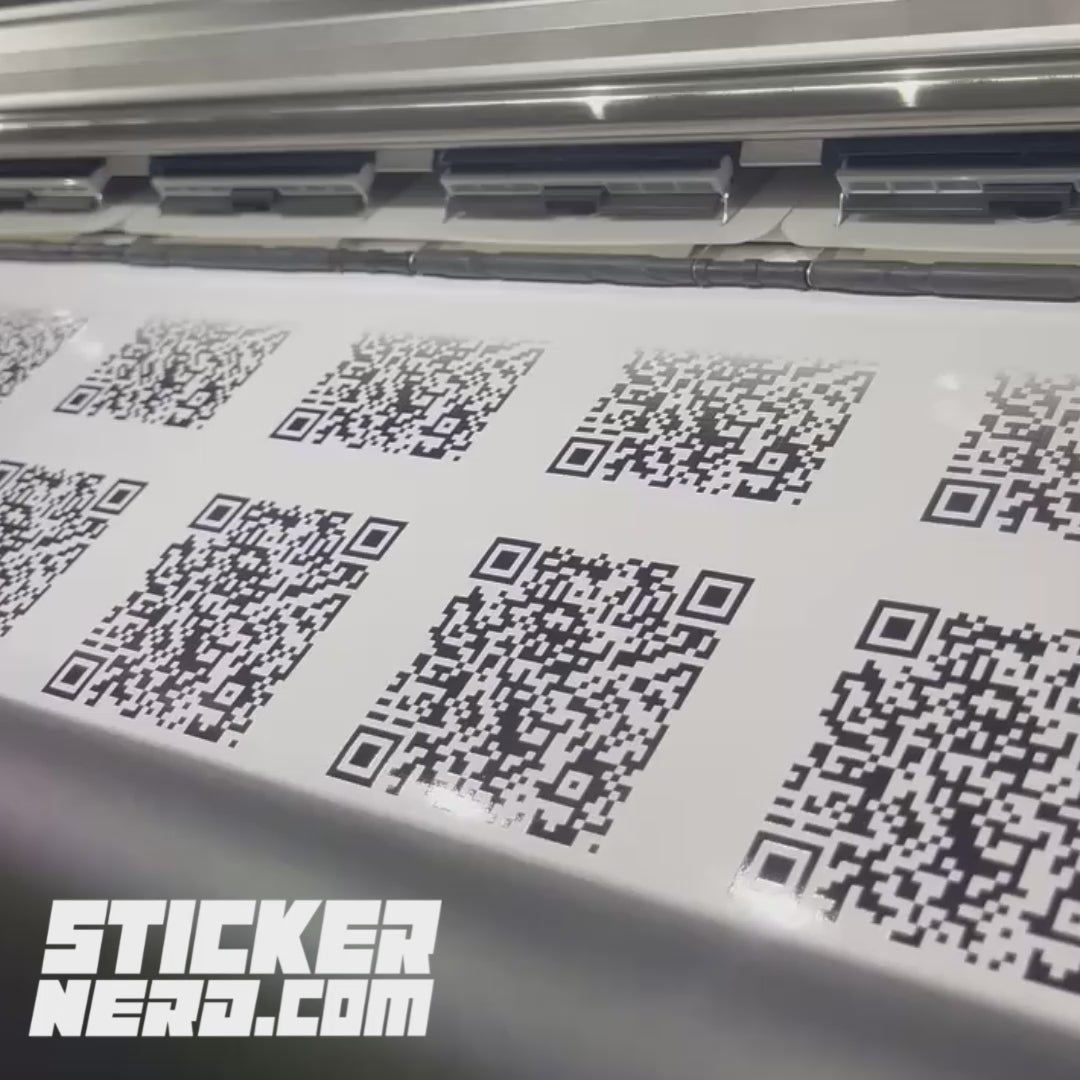 Load video: CUSTOM PRINTED QR CODE STICKERS