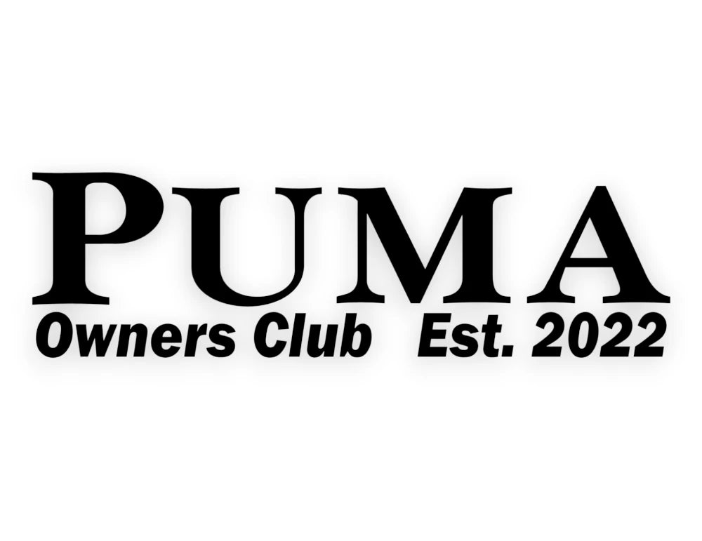 Black text reading 'PUMA Owners Club Est. 2022' on a plain white background.
