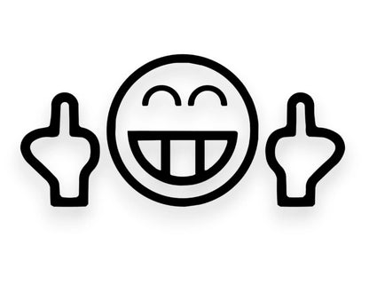 Smiley Middle Fingers Sticker - Window Decal - STICKERNERD.COM