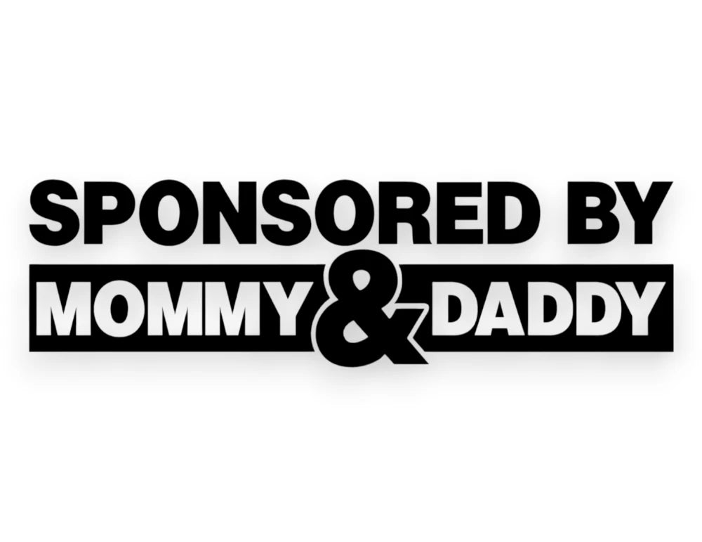 Sponsored By Mommy & Daddy Sticker - Funny Window Decal