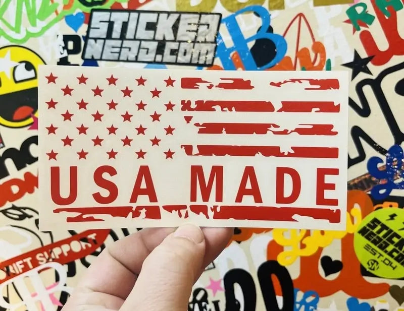 USA Made American Flag Decal - America Vinyl Window Sticker 